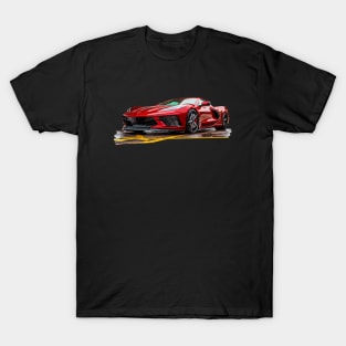 Red Mist C8 Corvette Supercar Racecar Muscle Car Torch Red Corvette C8 T-Shirt